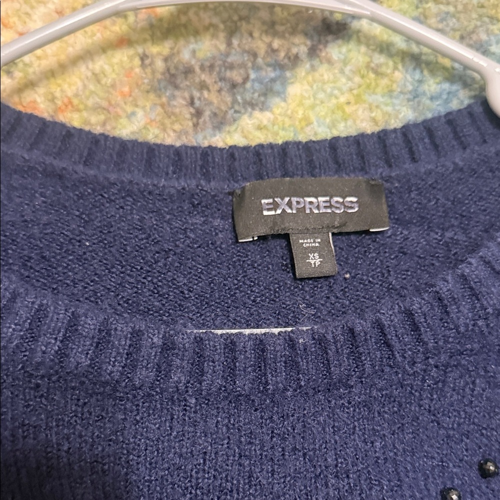 Express Women's Navy Crew Neck Sweater